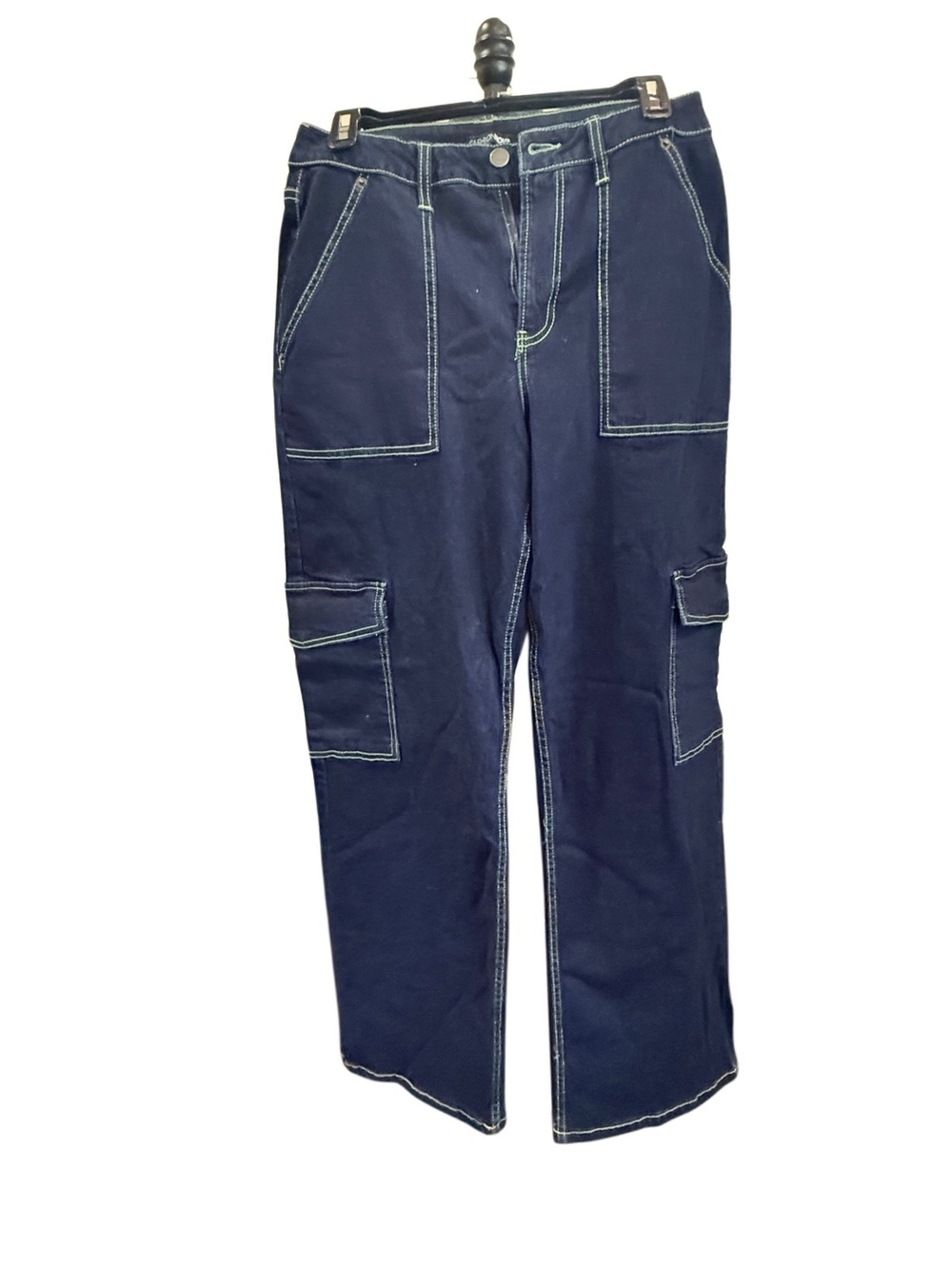 Fashion Nova Women's Navy Blue Cargo Pants Size Medium Cotton Blend
